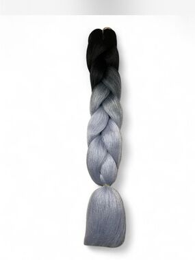 Synthetic Ombre Braiding Hair - Black to Silver Gray